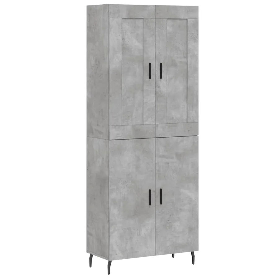 Buffet haut Gris béton 69,5x34x180 cm Bois d'ingénierie - 2