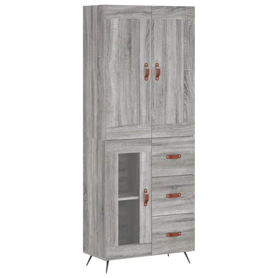 Buffet haut Sonoma gris 69,5x34x180 cm Bois d'ingénierie - 2