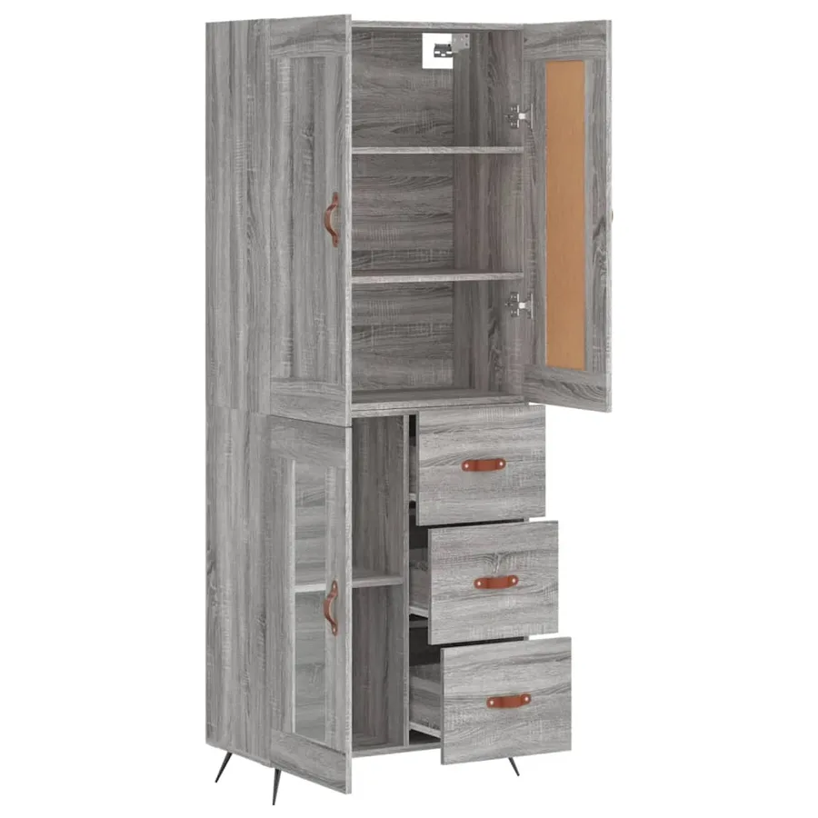 Buffet haut Sonoma gris 69,5x34x180 cm Bois d'ingénierie - 3