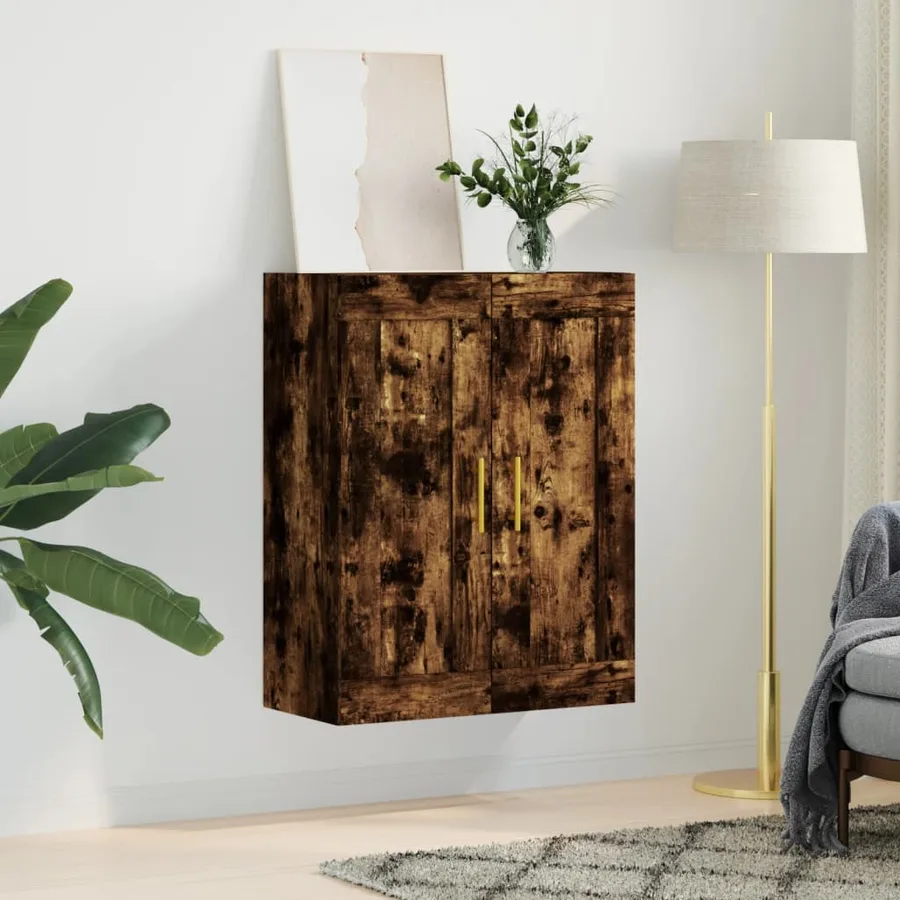 Armoire murale chêne fumé 69,5x34x90 cm bois d'ingénierie - 3