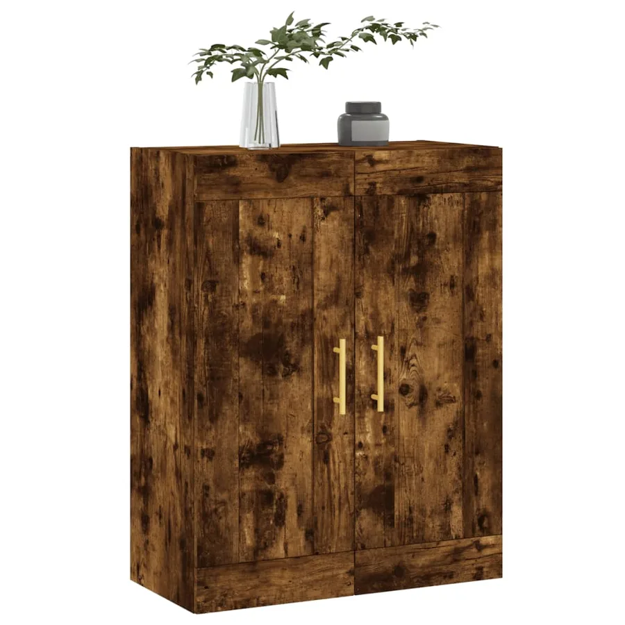 Armoire murale chêne fumé 69,5x34x90 cm bois d'ingénierie - 4