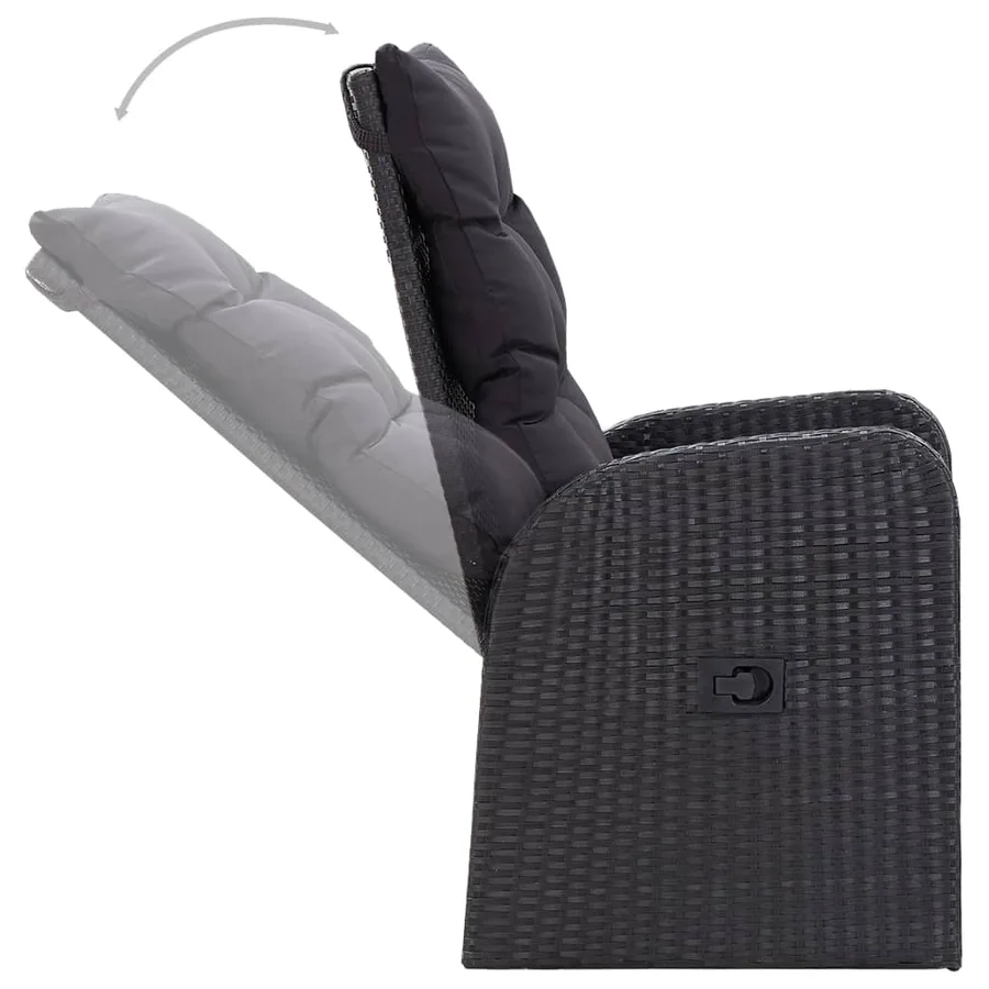 Ensemble à manger de jardin 7 pcs Noir - 6