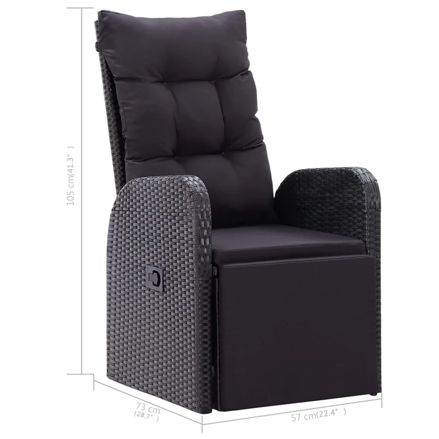 Ensemble à manger de jardin 7 pcs Noir - 9