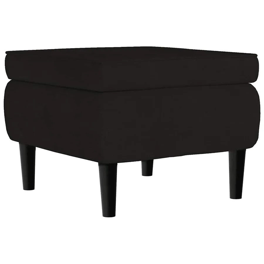 Fauteuil à oreilles avec tabouret noir velours - 8