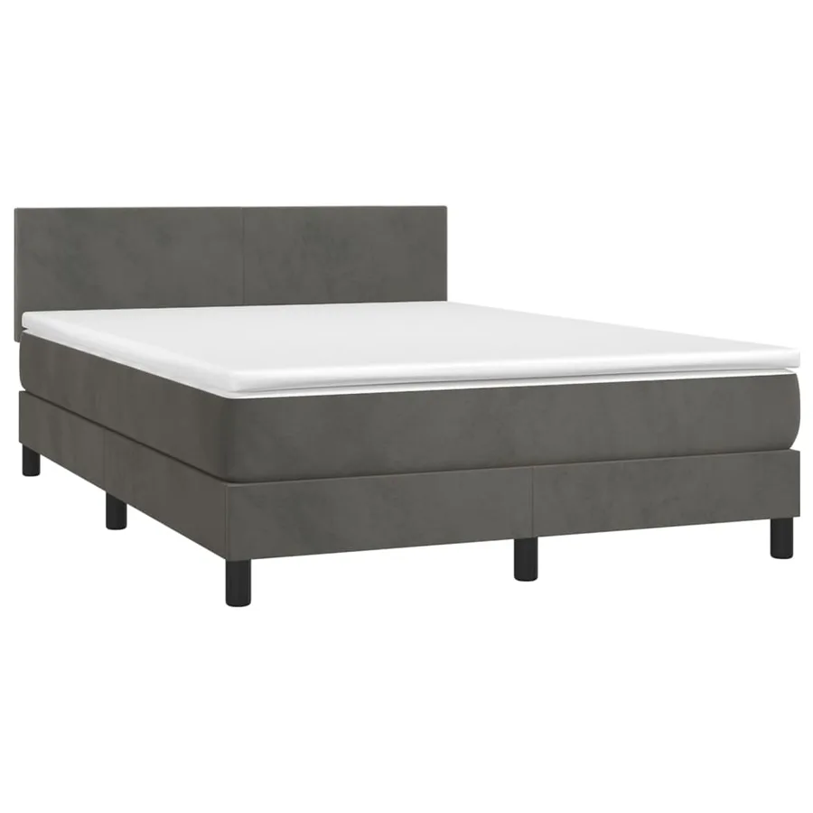 Sommier à lattes de lit avec matelas LED Gris foncé 140x190 cm - 3
