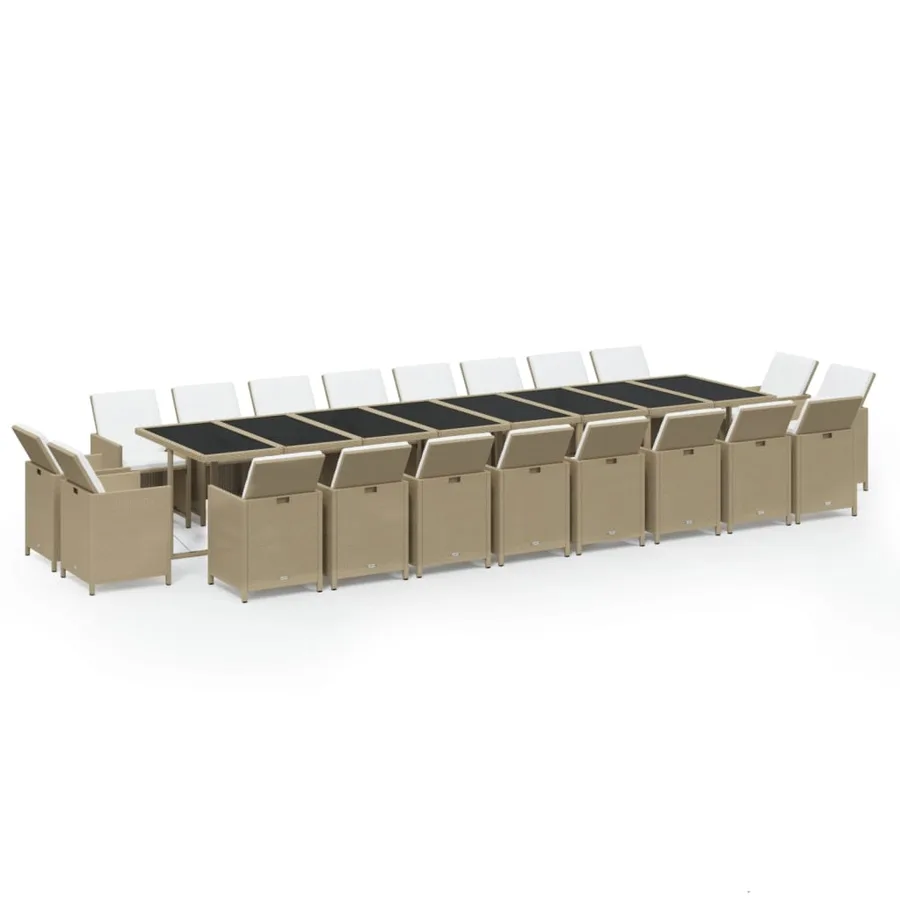 Ensemble à manger de jardin coussins 21 pcs résine tressée - 2