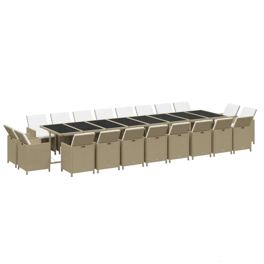 Ensemble à manger de jardin coussins 21 pcs résine tressée - 3