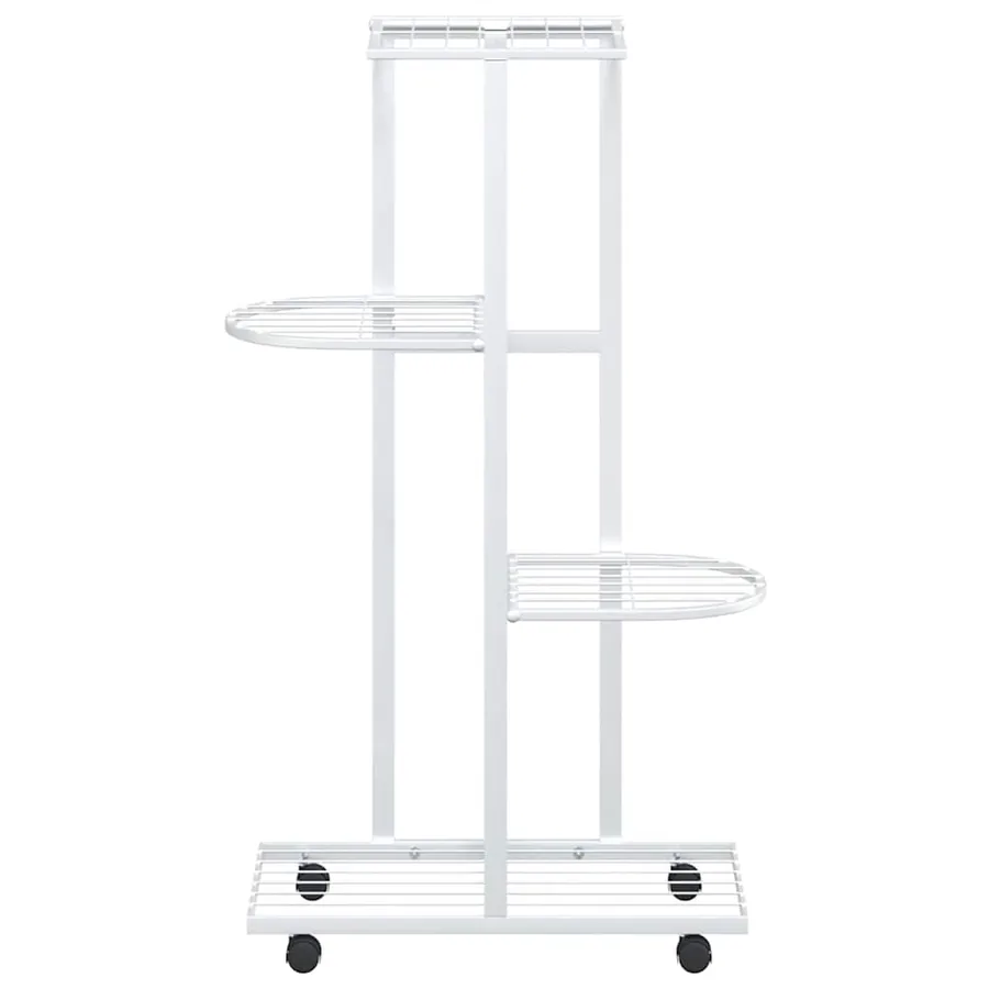Jardinière à 4 niveaux avec roues 44x23x80 cm Blanc Fer - 5