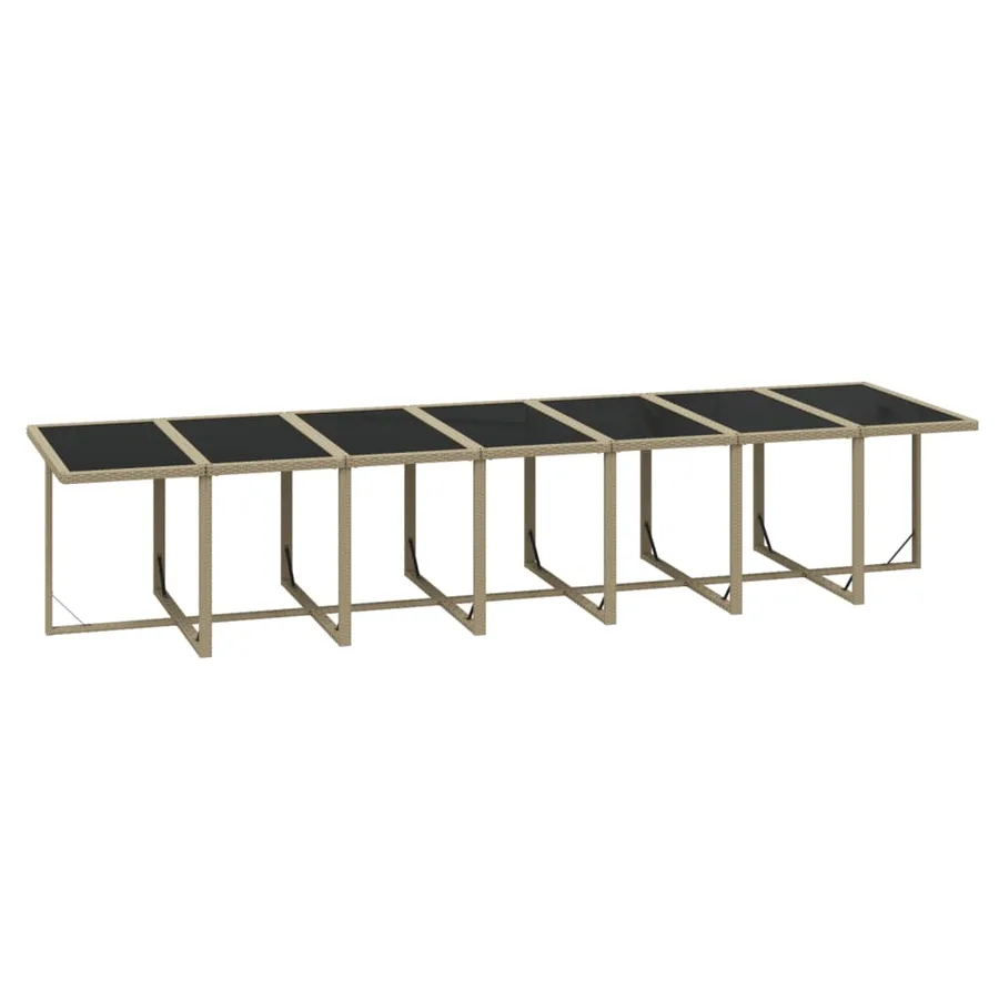Ensemble à manger de jardin coussins 19pcs Résine tressée Beige - 7