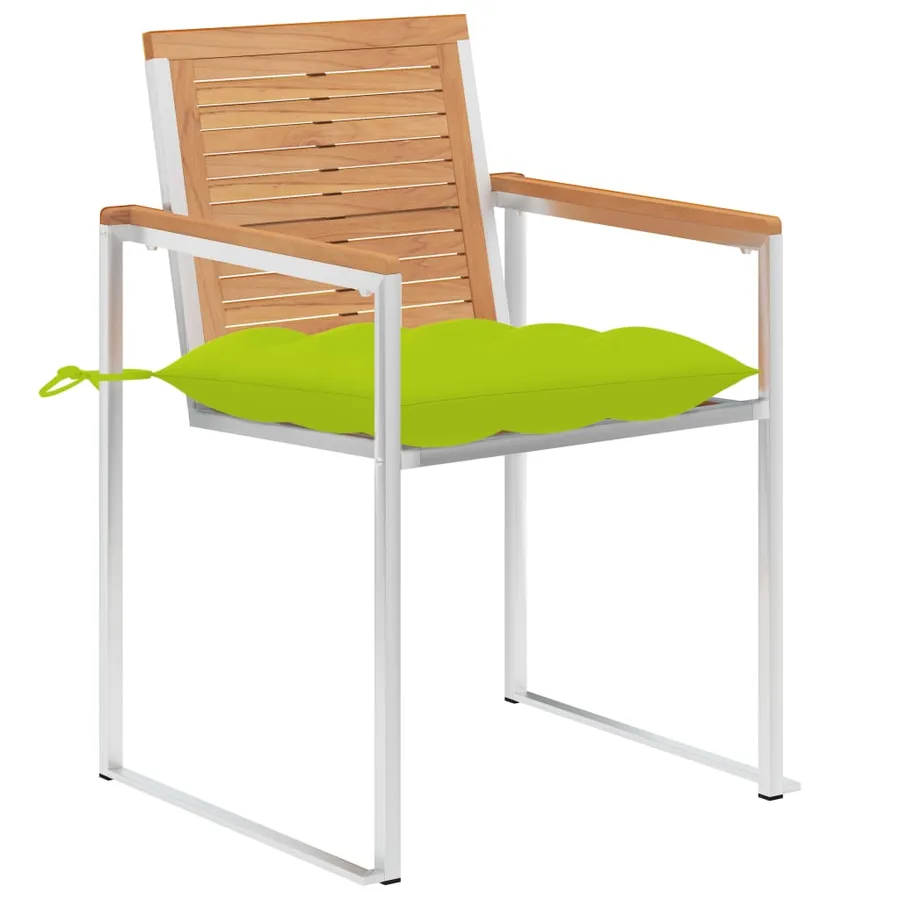 Chaises de jardin avec coussins lot de 2 Teck solide et acier - 2