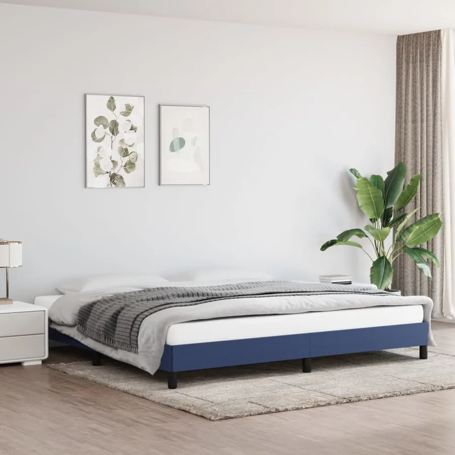 Cadre de lit sans matelas bleu 200x200 cm tissu