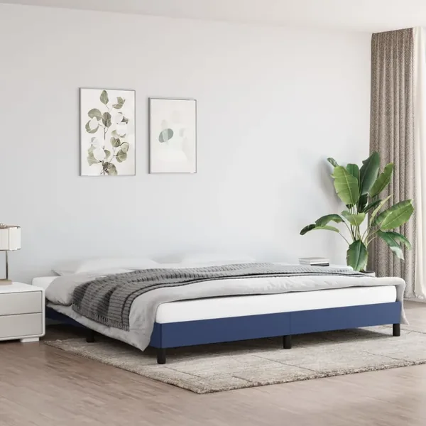 Cadre de lit sans matelas bleu 200x200 cm tissu