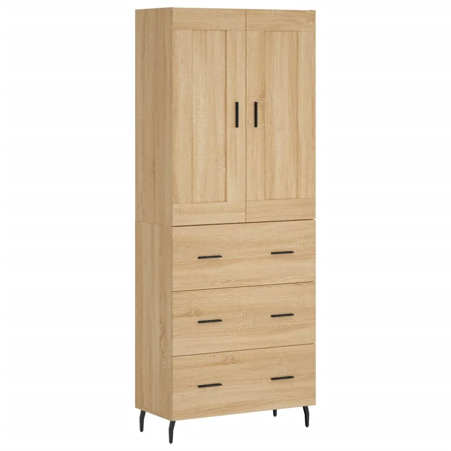Buffet haut Chêne sonoma 69,5x34x180 cm Bois d'ingénierie - 2