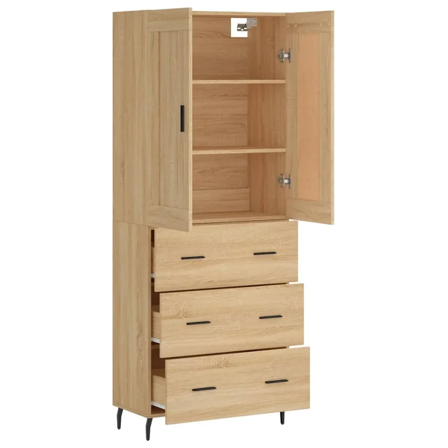 Buffet haut Chêne sonoma 69,5x34x180 cm Bois d'ingénierie - 4