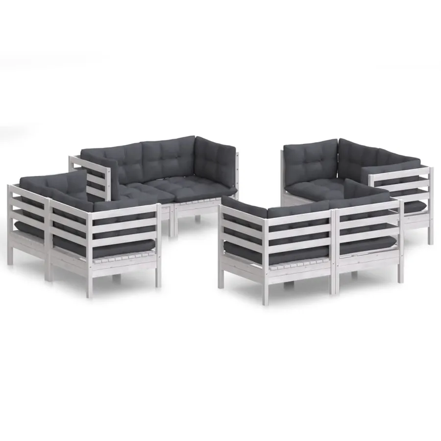 Salon de jardin 8 pcs avec coussins anthracite Bois de pin - 2