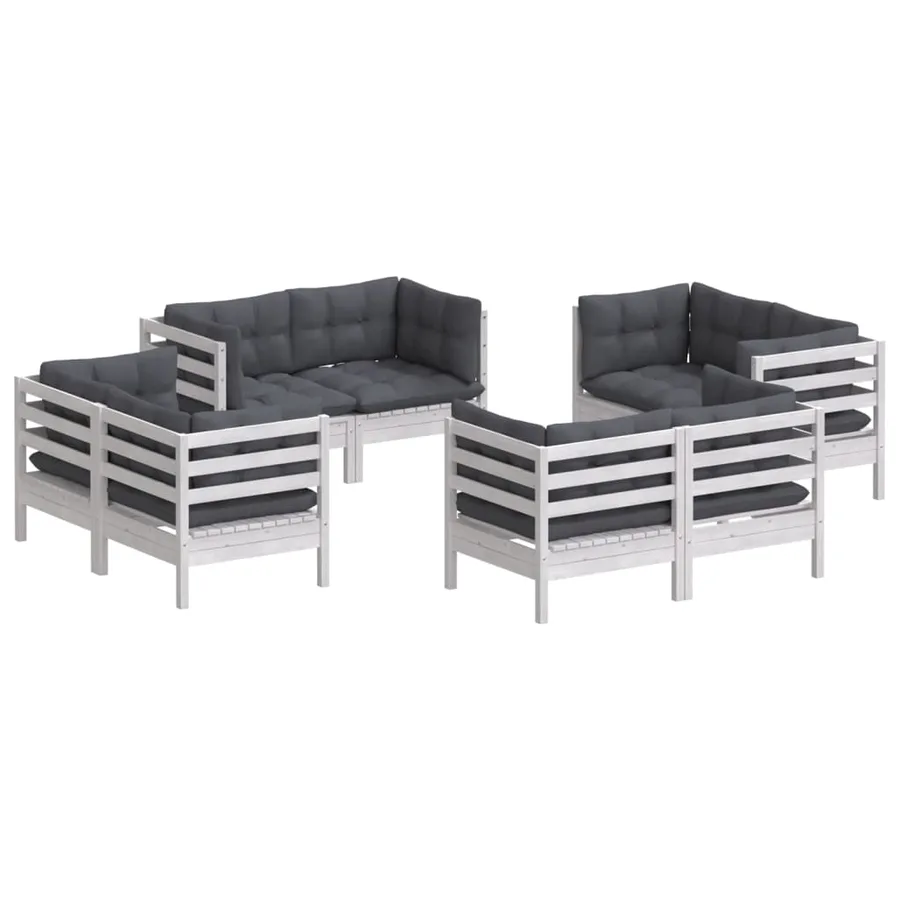 Salon de jardin 8 pcs avec coussins anthracite Bois de pin - 3