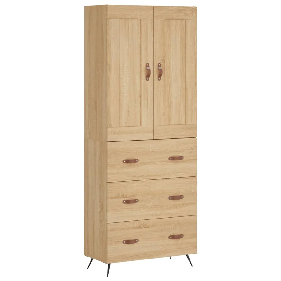 Buffet haut Chêne sonoma 69,5x34x180 cm Bois d'ingénierie - 2