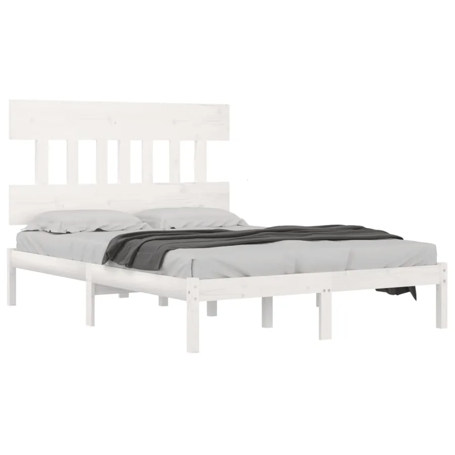 Cadre de lit sans matelas blanc 140x200 cm bois massif - 3