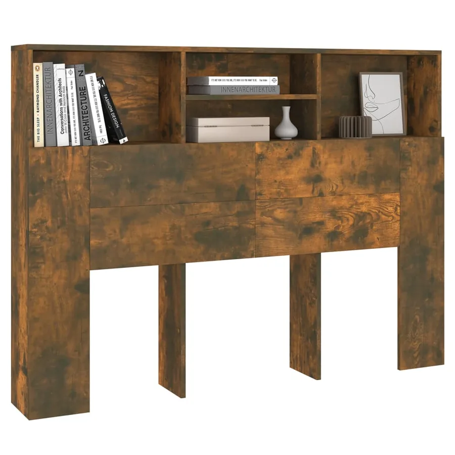 Armoire de tête de lit Chêne fumé 140x19x103,5 cm - 4