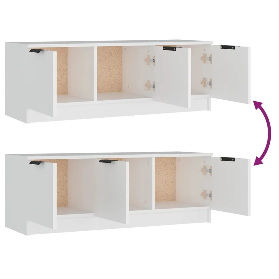 Meuble TV Blanc 102x35x36,5 cm Bois d'ingénierie - 9