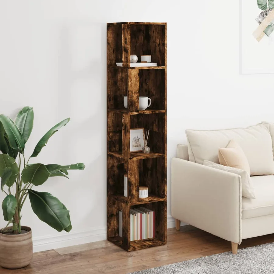 Armoire d'angle Chêne fumé 33x33x164,5 cm Bois d'ingénierie - 3
