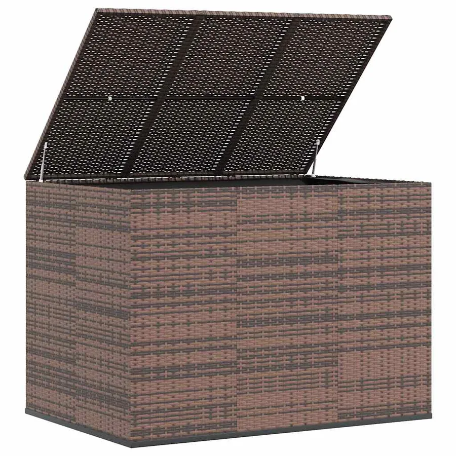 Boîte à coussins de jardin Résine tressée 145x100x103 cm Marron - 4
