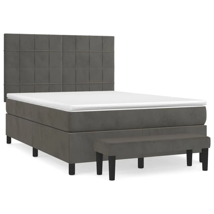Sommier à lattes de lit et matelas Gris foncé 140x190cm Velours - 2