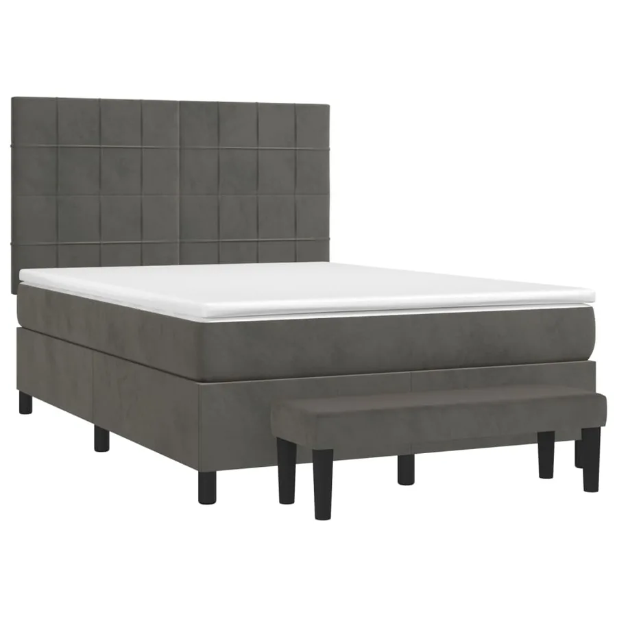 Sommier à lattes de lit et matelas Gris foncé 140x190cm Velours - 3
