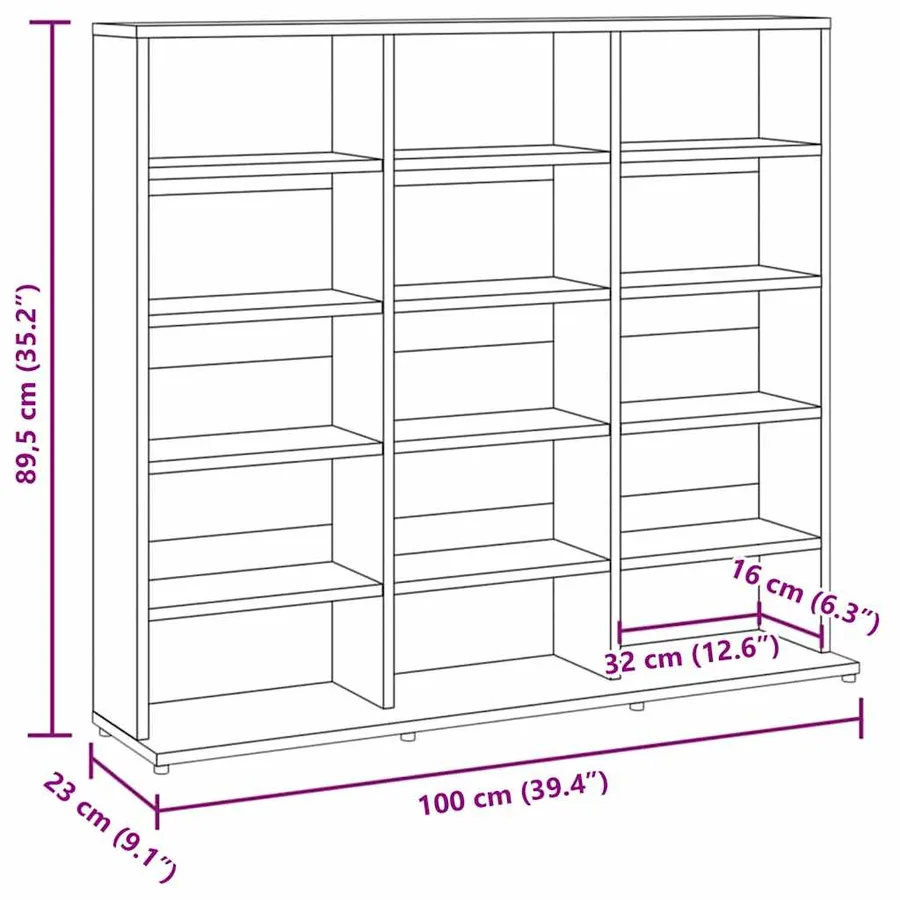 Armoire à CD Sonoma gris 100x23x89,5 cm Bois d'ingénierie - 8