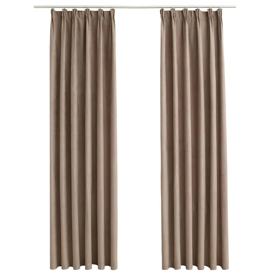 Rideaux occultants avec crochets 2 pcs Taupe 140x225 cm - 2