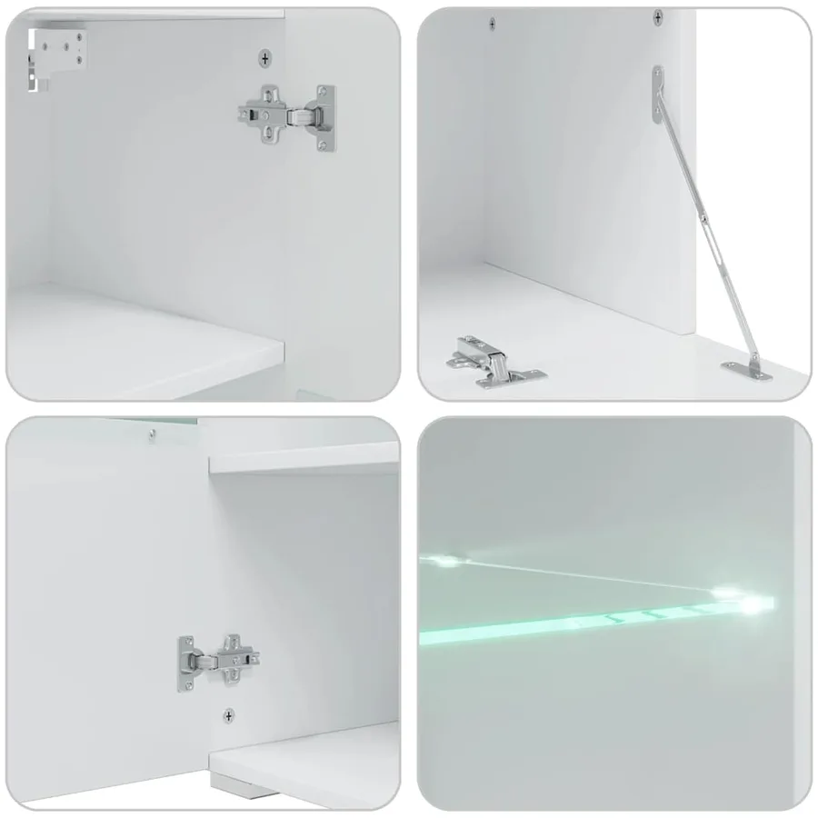 Meuble TV mural 5 pièces avec éclairage LED Noir - 12