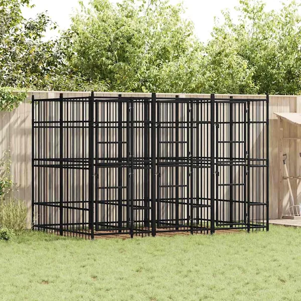 Chenil d'extérieur pour chiens Acier 7,37 m²