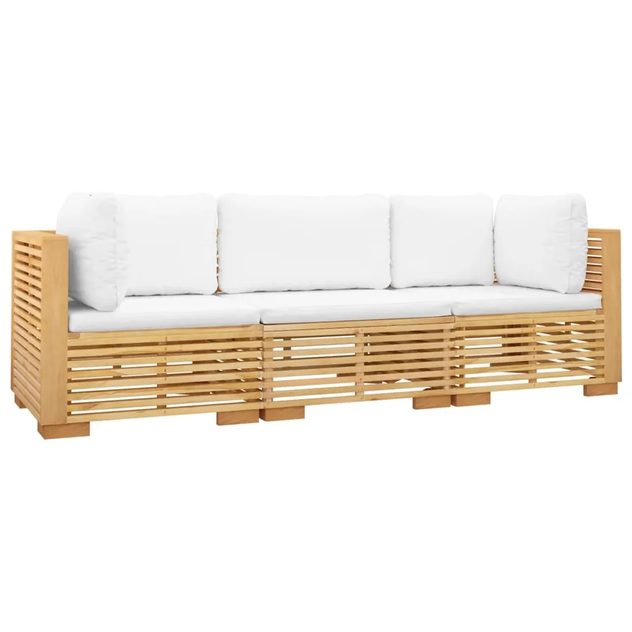 Salon de jardin 3 pcs avec coussins Bois de teck solide - 3