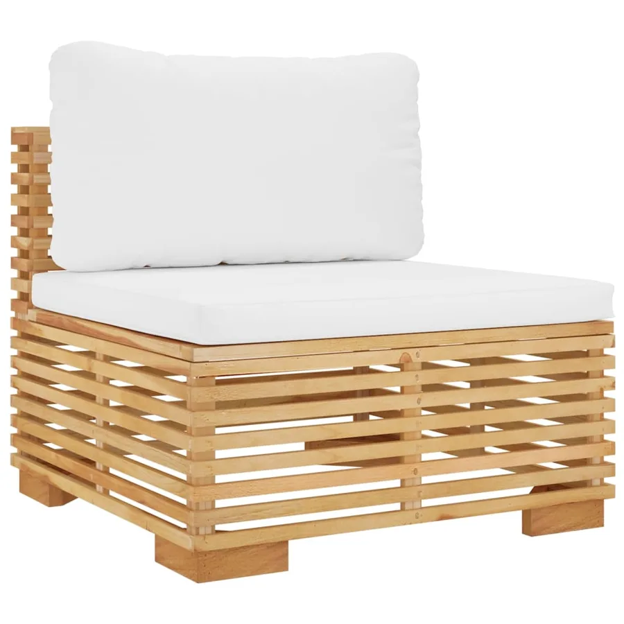 Salon de jardin 3 pcs avec coussins Bois de teck solide - 4