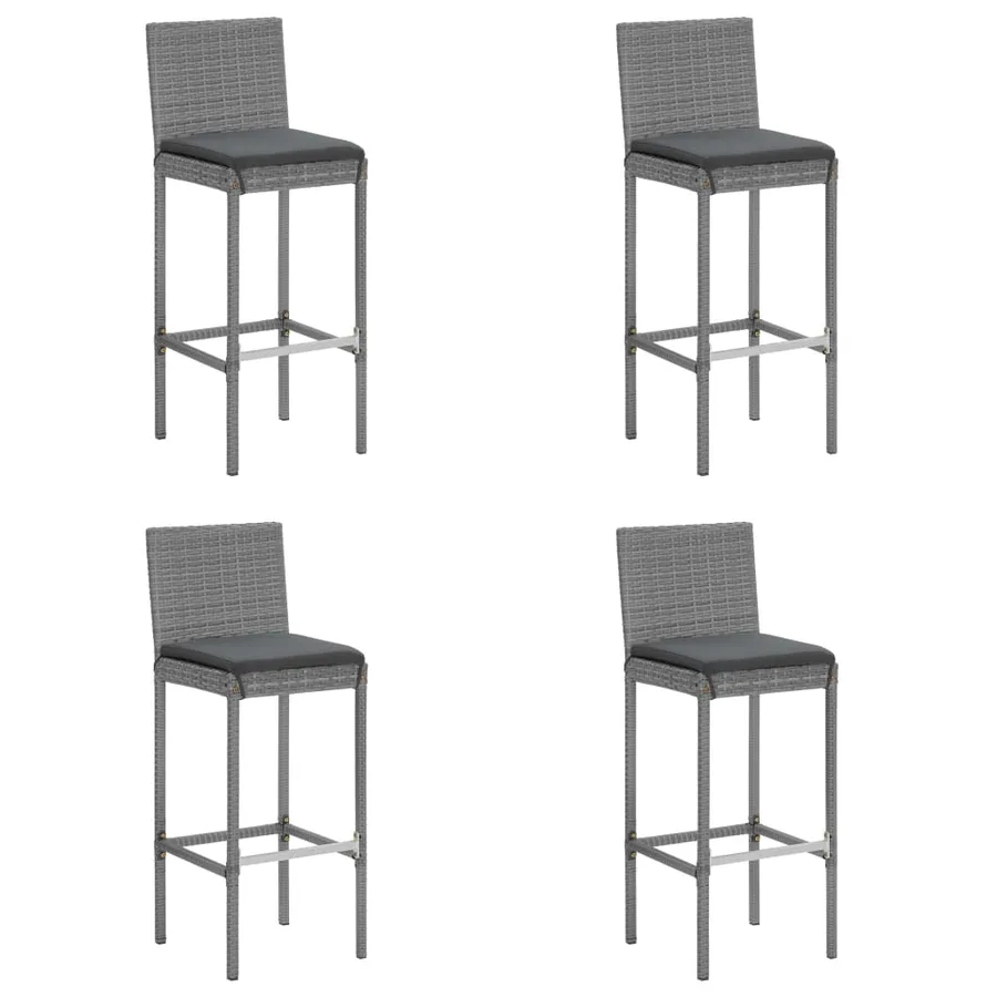 Ensemble de bar de jardin 5 pcs avec coussins gris poly rotin - 4