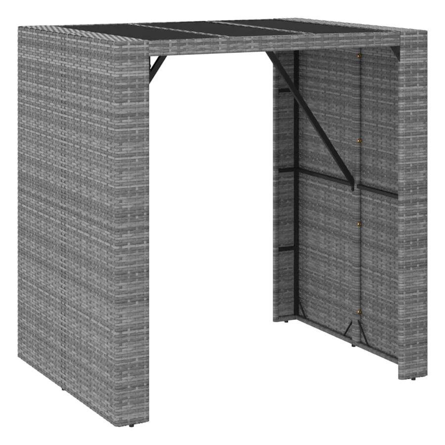 Ensemble de bar de jardin 5 pcs avec coussins gris poly rotin - 6