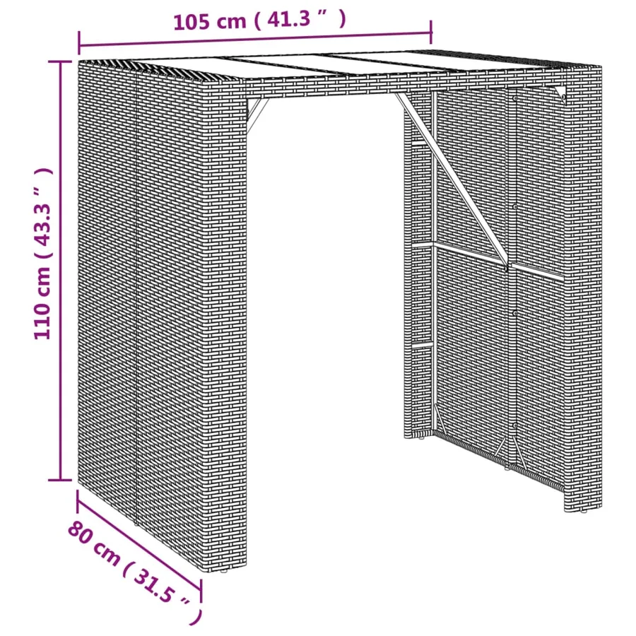 Ensemble de bar de jardin 5 pcs avec coussins gris poly rotin - 7