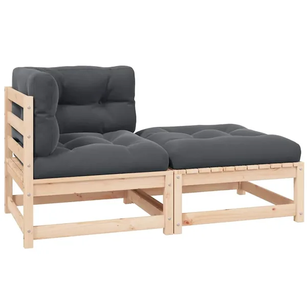 Salon de jardin 2 pcs avec coussins Bois de pin massif