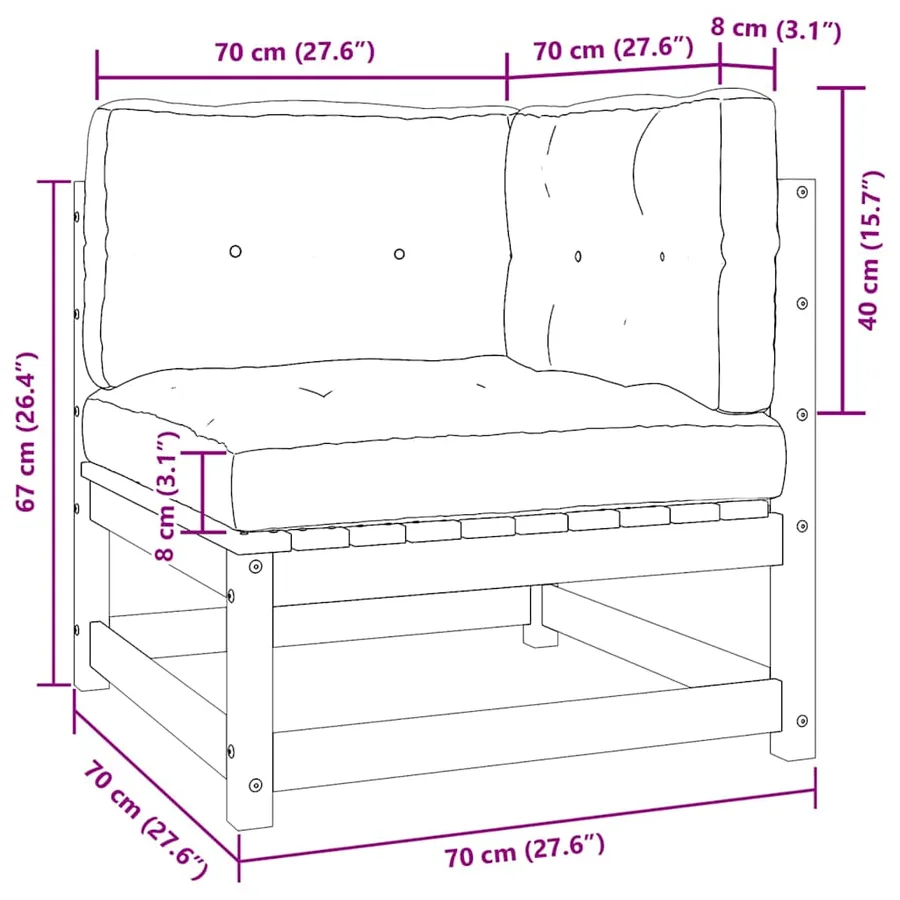 Salon de jardin 2 pcs avec coussins Bois de pin massif - 8