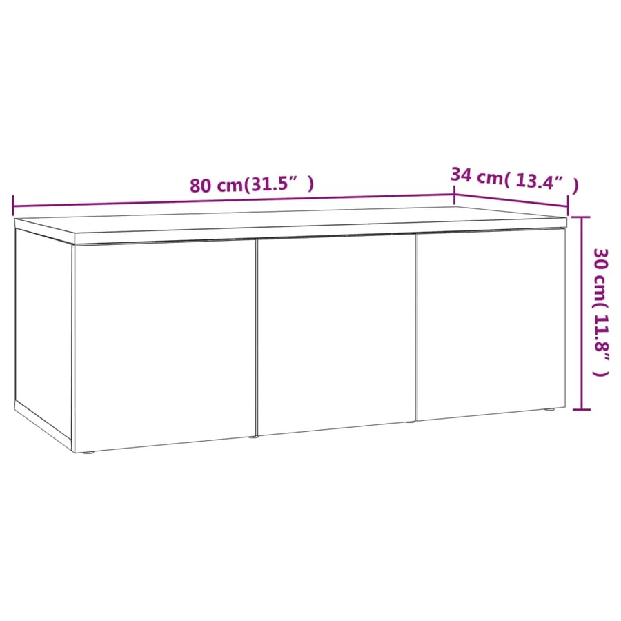Meuble TV Chêne sonoma 80x34x30 cm Bois d'ingénierie - 9