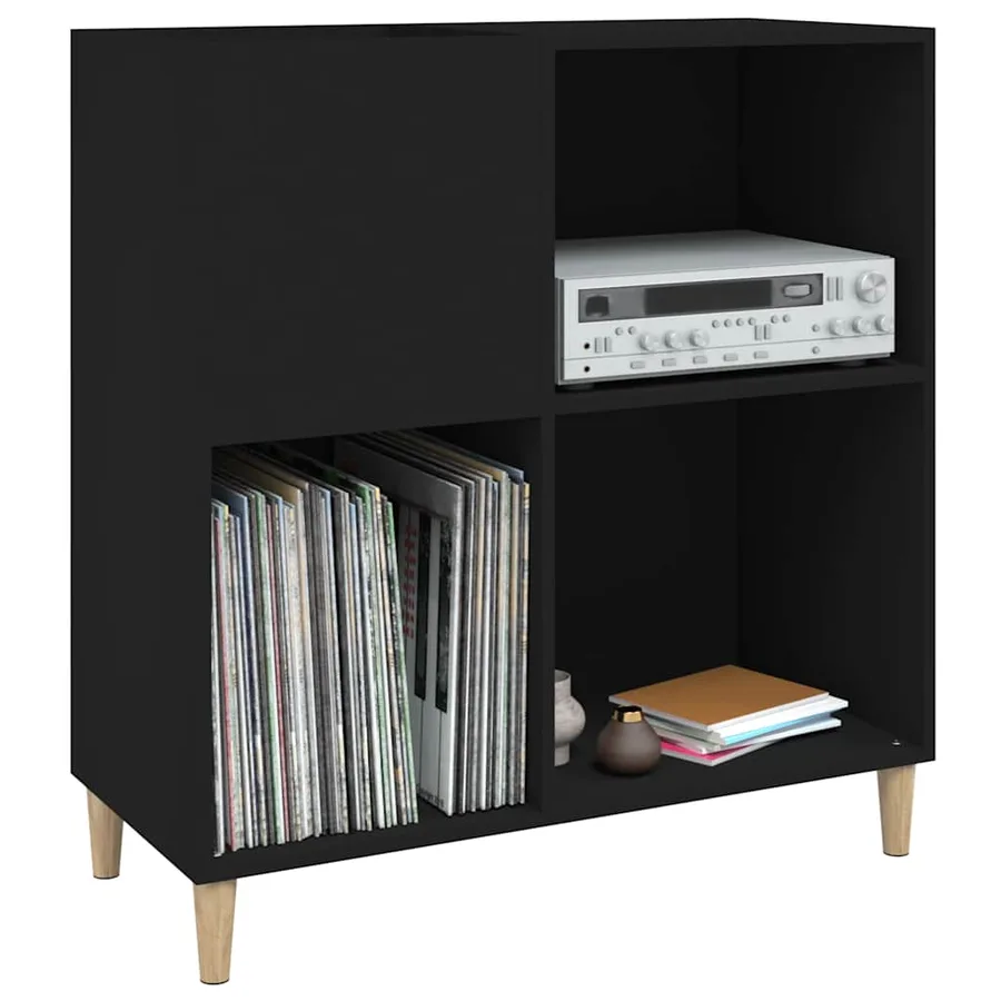 Armoire à disques noir 84,5x38x89 cm bois d'ingénierie - 4