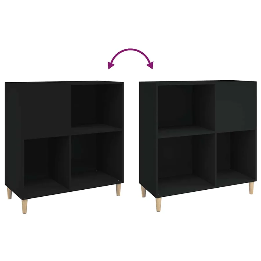 Armoire à disques noir 84,5x38x89 cm bois d'ingénierie - 7