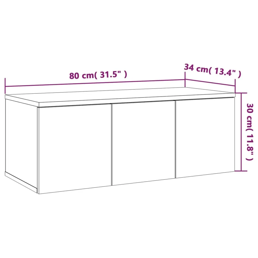 Meuble TV Sonoma gris 80x34x30 cm Bois d'ingénierie - 9