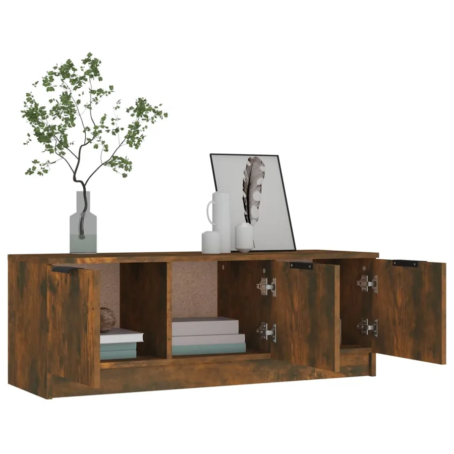 Meuble TV Chêne fumé 102x35x36,5 cm Bois d'ingénierie - 4