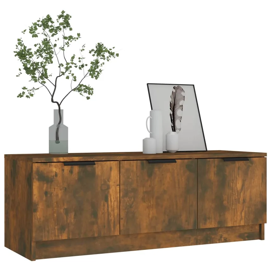 Meuble TV Chêne fumé 102x35x36,5 cm Bois d'ingénierie - 5