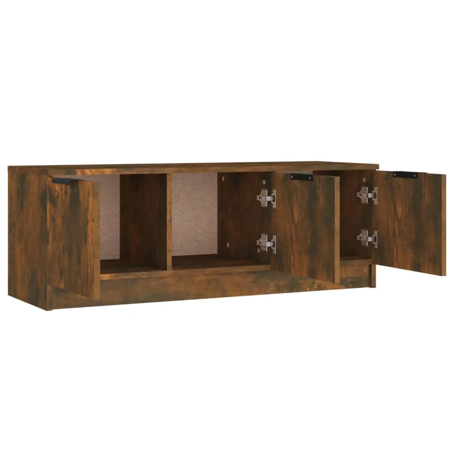 Meuble TV Chêne fumé 102x35x36,5 cm Bois d'ingénierie - 6