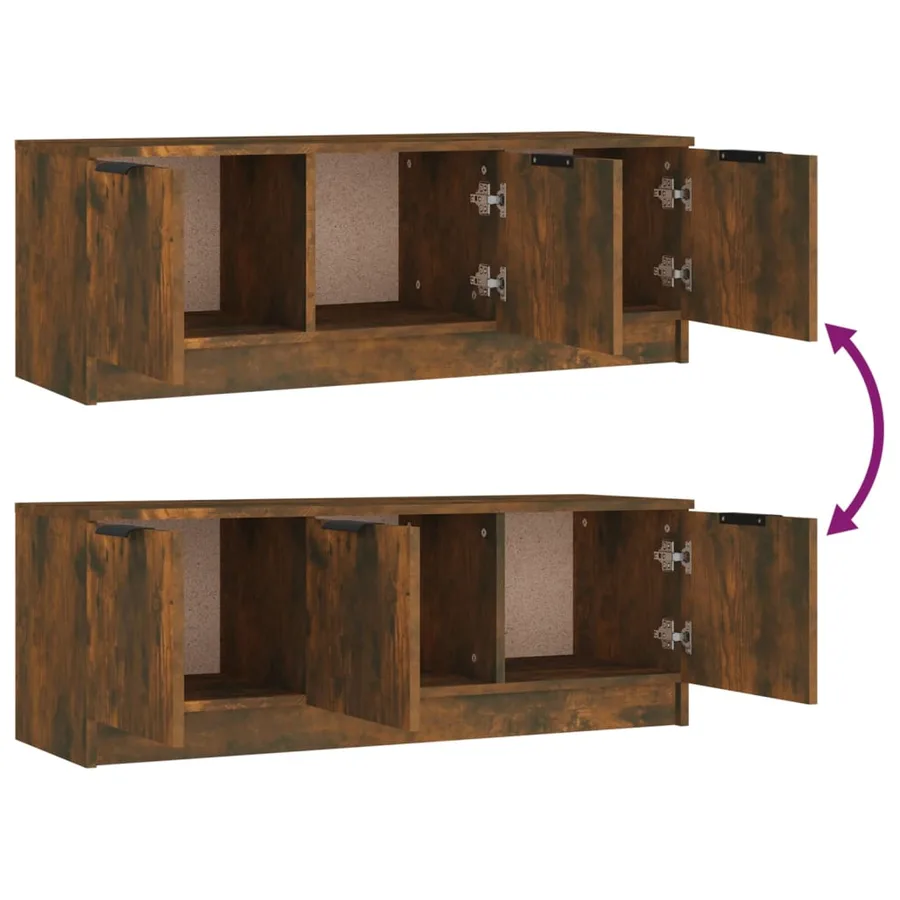 Meuble TV Chêne fumé 102x35x36,5 cm Bois d'ingénierie - 9