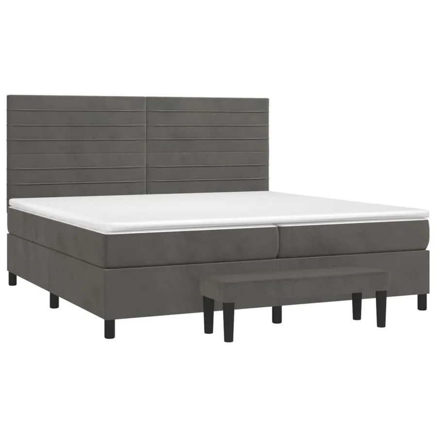 Sommier à lattes de lit et matelas Gris foncé 200x200cm Velours - 3