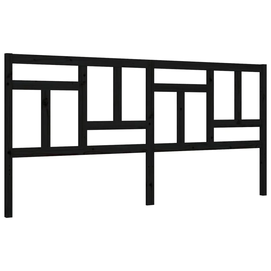 Cadre de lit sans matelas noir 200x200 cm bois massif de pin - 8