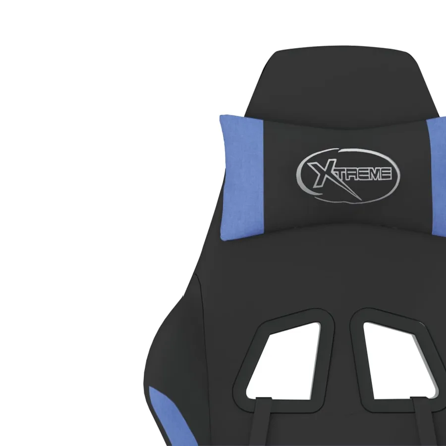 Chaise de jeu avec repose-pied Noir et bleu Tissu - 12